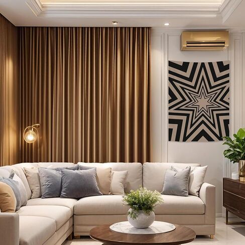 الأسود والبيج هندسية نجمة نسيج Y2K الجمالية وسط المدينة فتاة الجدار شنقا خمر العصرية الهبي جدار الفن للنساء الفتيات هدية غرفة المعيشة غرفة نوم جدار ديكور 40x60 بوصة in Kuwait