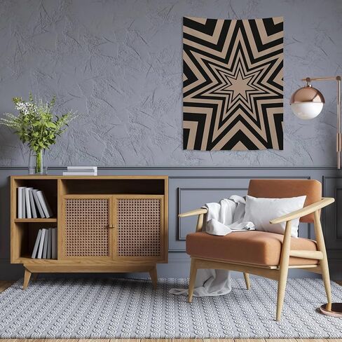 الأسود والبيج هندسية نجمة نسيج Y2K الجمالية وسط المدينة فتاة الجدار شنقا خمر العصرية الهبي جدار الفن للنساء الفتيات هدية غرفة المعيشة غرفة نوم جدار ديكور 40x60 بوصة in Kuwait