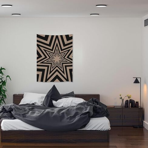 الأسود والبيج هندسية نجمة نسيج Y2K الجمالية وسط المدينة فتاة الجدار شنقا خمر العصرية الهبي جدار الفن للنساء الفتيات هدية غرفة المعيشة غرفة نوم جدار ديكور 40x60 بوصة in Kuwait