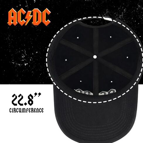 قبعة بيسبول AC/DC، قبعة مطرزة لفرقة الروك، قبعة ذات حافة منحنية، إغلاق قابل للتعديل، أسود in Saudi Arabia