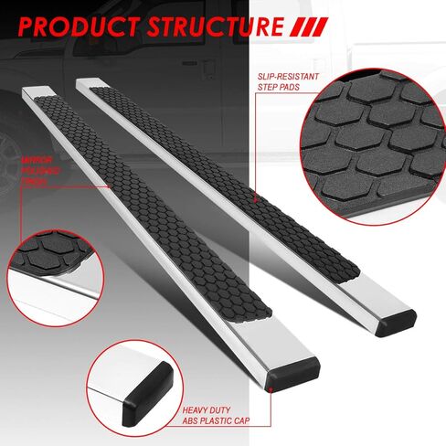 Auto Dynasty Running Boards Compatible with 1999-2016 Ford F-250 F-350 F-450 F-550 Super Duty Crew Cab, Stainless Steel Side Step Nerf Bar, 5 Inches Step Bars, Polished Chrome in Saudi Arabia