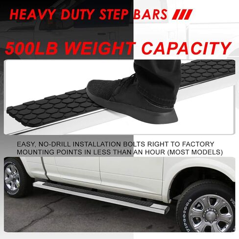 Auto Dynasty Running Boards Compatible with 1999-2016 Ford F-250 F-350 F-450 F-550 Super Duty Crew Cab, Stainless Steel Side Step Nerf Bar, 5 Inches Step Bars, Polished Chrome in Saudi Arabia
