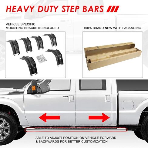 Auto Dynasty Running Boards Compatible with 1999-2016 Ford F-250 F-350 F-450 F-550 Super Duty Crew Cab, Stainless Steel Side Step Nerf Bar, 5 Inches Step Bars, Polished Chrome in Saudi Arabia