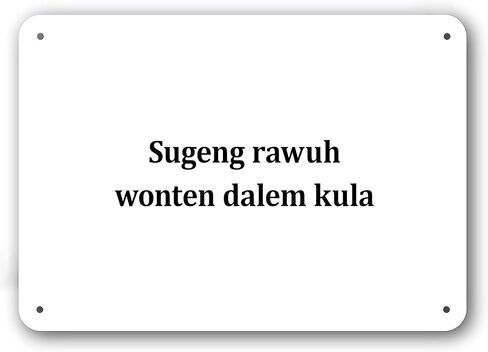 Door Sign - Welcome to Our Home in Javanese Language - Decorative White Aluminum in Kuwait