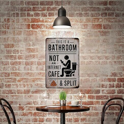 Funny Bathroom Sign for Phone Users - This Is A Bathroom, Not An Internet Cafe Humorous Metal Plaque to Encourage Quick Visits, Perfect for Office Or Home Restroom 8x12in in Saudi Arabia