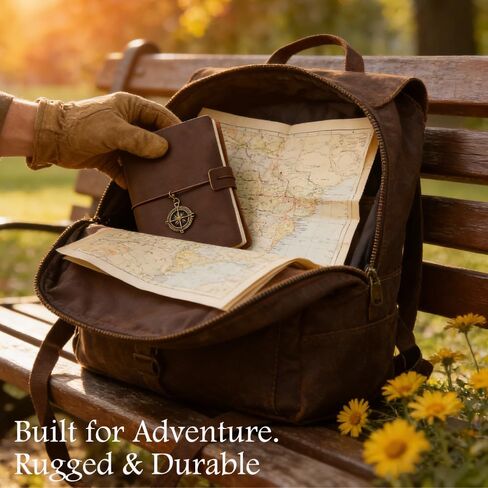 Leather Journal Refillable Notebook Travel Journal Notebook Travel Diary Handmade Passport Travelers Journal with ih 3 Notebook Inserts Pen Holder, Binder Clip for Men and Women Inserts Pen Holder, Binder Clip for Men and Women in Kuwait