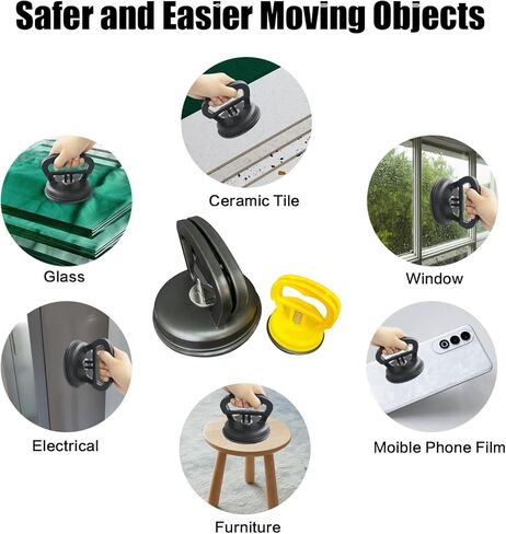 أداة سحب دنت، 2 حزمة من أدوات سحب انبعاجات السيارة المحمولة، مزيل قوي لانبعاجات السيارة، أداة سحب انبعاجات السيارة بدون طلاء للزجاج والمرآة ورفع الجرانيت وتحريك الأشياء (أسود-أصفر) in Kuwait