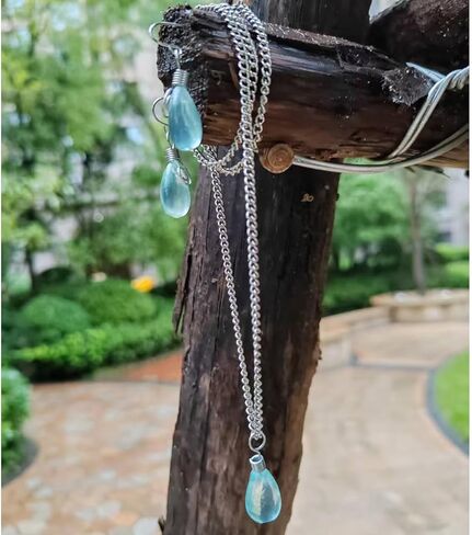 Recycled Glass ，Water droplet Earrings Necklace，Handmade Drop Earrings/Necklace，Beach Jewelry Inspirational Gifts for Women, Mom, Sister in Kuwait