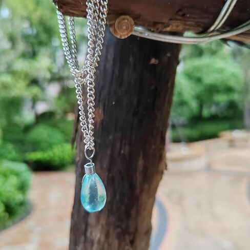 Recycled Glass ，Water droplet Earrings Necklace，Handmade Drop Earrings/Necklace，Beach Jewelry Inspirational Gifts for Women, Mom, Sister in Kuwait