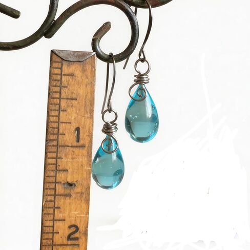 Recycled Glass ，Water droplet Earrings Necklace，Handmade Drop Earrings/Necklace，Beach Jewelry Inspirational Gifts for Women, Mom, Sister in Kuwait