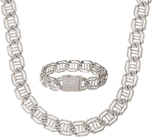 Jerollin العصرية الكوبية الماس سلسلة قلادة سوار مجموعة مجموعة المجوهرات in Kuwait