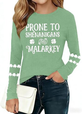 Kids St Patrick's Day Shirt Girls Boys Lucky Irish Shamrock Shirts Saint Patricks Day Long Sleeve Tops in Kuwait