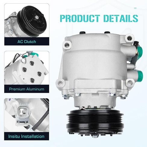 ضاغط مكيف الهواء مع قابض لسيارة Honda Civic 1.5L 1994-1995 & 1.6L 1994-2000، Civic del Sol S 1.5L 1994-1995 & 1.6L 1994-1997، CR-V 2.0L 1997-2001، يستبدل 2003062، الهواء مكيف in Saudi Arabia