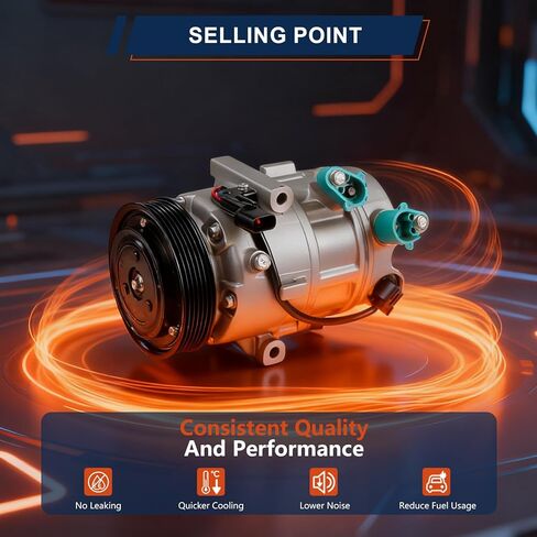 197383 ضاغط تكييف هواء متوافق مع هيونداي إلنترا 2014-2016، إلنترا كوبيه 2014، إلنترا جي تي 2014-2017 متوافق مع كيا فورتي 2014-2015 استبدال # 97701A5800 in Kuwait