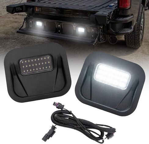مصباح إضاءة LED للباب الخلفي من AUTOONE 𝐋𝐚𝐭𝐞𝐬𝐭 لـ 2020-25 Chevy Silverado 1500/2500 HD/3500 HD، 2019 GMC Sierra 1500، 2020-25 GMC Sierra 1500/2500 HD/3500 HD، مصباح سرير لشاحنة ماركر أبيض، 2 قطعة in Saudi Arabia