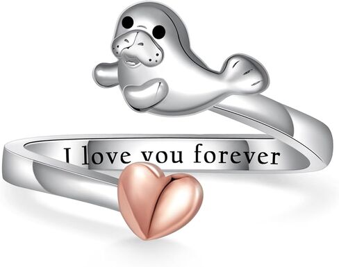 Manatee Gifts S925 Sterling Silver Manatee Open Ring Manatee Jewelry Gifts for Women in Saudi Arabia