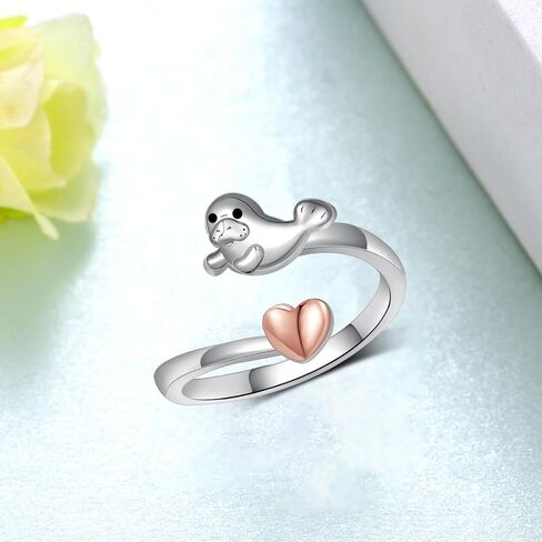 Manatee Gifts S925 Sterling Silver Manatee Open Ring Manatee Jewelry Gifts for Women in Saudi Arabia