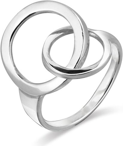 Mimi Sterling Silver Contemporary Style Double Circles O Ring Size 5, 6, 7, 8, 9, 10, 11 in Kuwait