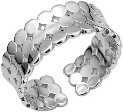 Chunky Silver Rings, Stainless Steel Sparkling Silvery Thumb Round Rings Anniversary Adjustable For Women Jewelry Gift in Saudi Arabia
