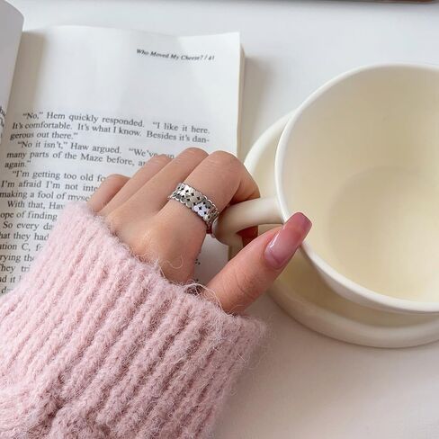 Chunky Silver Rings, Stainless Steel Sparkling Silvery Thumb Round Rings Anniversary Adjustable For Women Jewelry Gift in Saudi Arabia