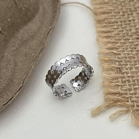 Chunky Silver Rings, Stainless Steel Sparkling Silvery Thumb Round Rings Anniversary Adjustable For Women Jewelry Gift in Saudi Arabia