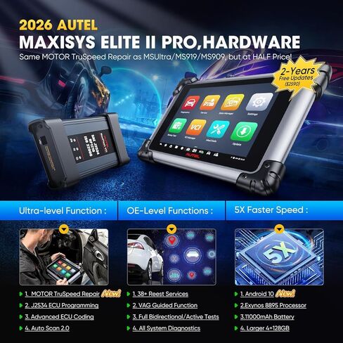 2026 Autel Scanner MaxiSys Elite 2 PRO، تحديث لمدة عامين 2590 دولارًا أمريكيًا Elite II PRO، أداة مسح تشخيصي ثنائية الاتجاه مثل Ultra MS919 Up of MK908P، محرك ذكي، أكثر من 40 خدمة، أكثر من 3000 اختبار نشط، CANFD DoIP in Saudi Arabia