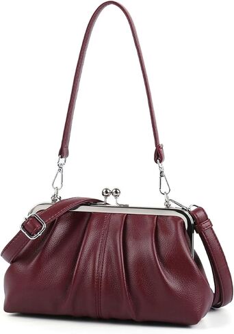 مترهل المرأة بو الجلود قبلة قفل المتشرد حقيبة كروسبودي قبلة المشبك محفظة Crossbody حقائب كتف محفظة حقائب اليد حمل المحافظ in Kuwait