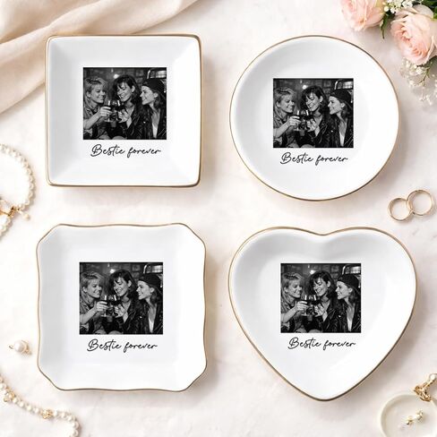 طبق خاتم Besties للصور المخصصة، طبق مجوهرات أفضل صديق شخصي، هدية حلية لأخت روح الصداقة، أفضل هدايا عيد ميلاد لصديق للنساء، هدايا لمسافات طويلة لـ BFF in Kuwait