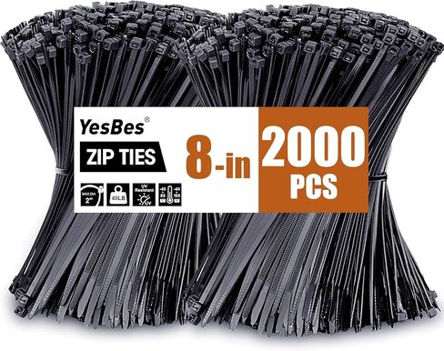 200 PCS Zip Ties 12 Inch, Cable Ties 50lbs Tensile Strength, Black Zip Ties for Indoor and Outdoor Use, UV Resistant Wire Ties in Kuwait