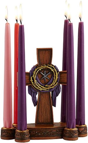 Christian Brands Lenten Candle Holder - 8" W x 4" D x 8.25" H - Candles not Included in Saudi Arabia