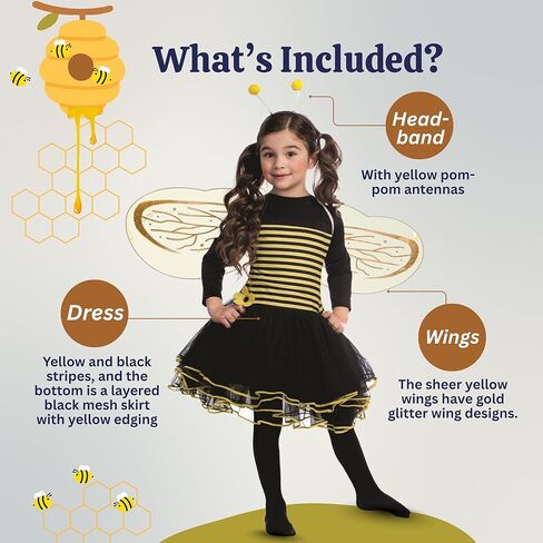 Dress Up America Bumblebee Costume For Girls - Bumble Bee Dress For Kids in Saudi Arabia
