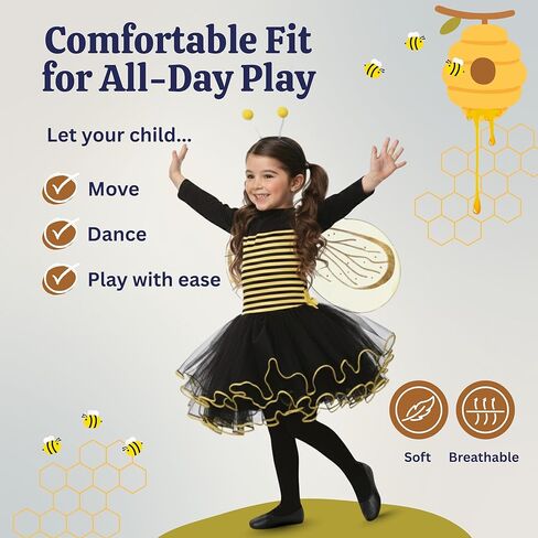 Dress Up America Bumblebee Costume For Girls - Bumble Bee Dress For Kids in Saudi Arabia