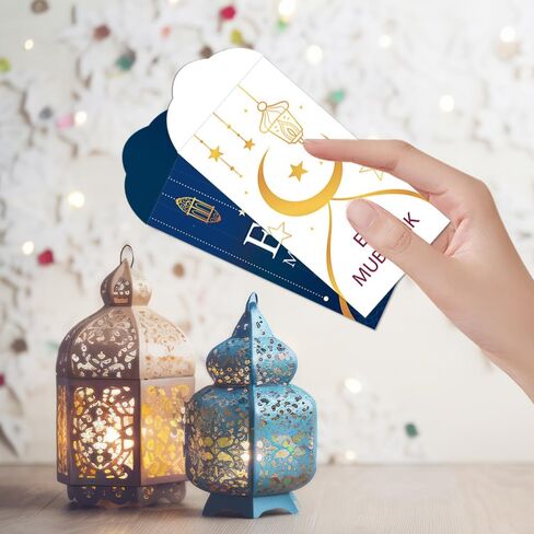 12 Pieces Eid Mubarak Money Envelopes Gift Card Holders Ramadan Eidi Envelope for Cash Eid al-Fitr and Eid al-Adha Greetings Supplies for Kids Men Women in Kuwait