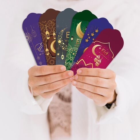 12 Pieces Eid Mubarak Money Envelopes Gift Card Holders Ramadan Eidi Envelope for Cash Eid al-Fitr and Eid al-Adha Greetings Supplies for Kids Men Women in Kuwait
