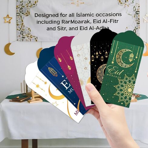 12 Pieces Eid Mubarak Money Envelopes Gift Card Holders Ramadan Eidi Envelope for Cash Eid al-Fitr and Eid al-Adha Greetings Supplies for Kids Men Women in Kuwait