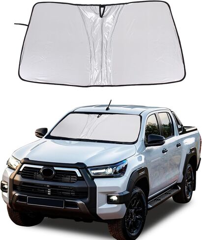 مظلة الشمس للزجاج الأمامي الأصلية متوافقة مع Toyota Hilux 2015 2016 2017 2018 2019 2020 2021 ملحقات مظلة الشمس العاكسة للزجاج الأمامي للسيارة (النمط A) in Saudi Arabia