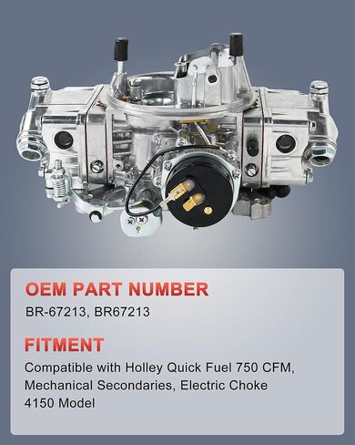 BR-67213 Carburetor, 750 CFM 4 Barrel Double Pumper E-Choke, Replacement for Holley 4150 Model in Kuwait