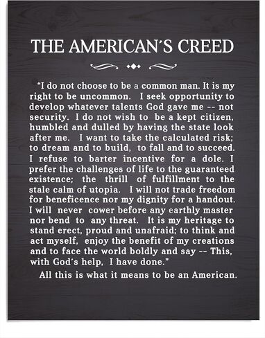 The American's Creed-Silver - Patriotic American Wall Art Poster, This vintage Wall decor Is An Ideal Wall Art For Home Decor, Military -School Decor, Boys Room Decor, Unframed - 11x14" in Kuwait