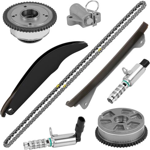 24350-2E700 Timing Chain Kit w/VVT Camshaft Sprockets Solenoids for Hyundai Elantra 2017-2020 Kona 2018-2021 Veloster 2019-2021 Kia Forte 5 2017-2018 2.0L Replace 24321-2E010,918-034 (24350-2E700) in Kuwait