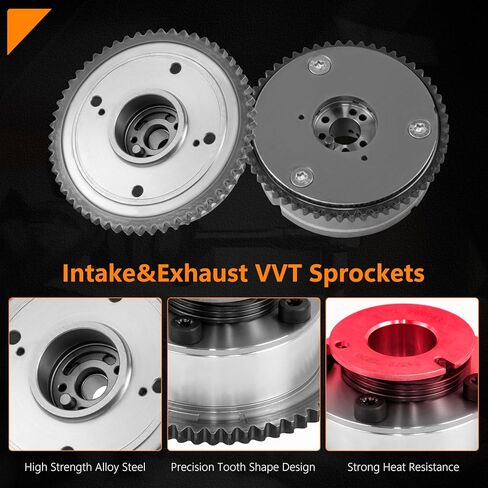 24350-2E700 Timing Chain Kit w/VVT Camshaft Sprockets Solenoids for Hyundai Elantra 2017-2020 Kona 2018-2021 Veloster 2019-2021 Kia Forte 5 2017-2018 2.0L Replace 24321-2E010,918-034 (24350-2E700) in Kuwait