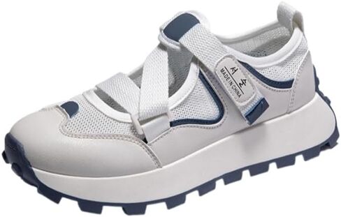 Women's Summer Breathable Mesh Slip-On Sneakers – Lightweight Casual Shoes with Adjustable Hook-and-Loop Straps, Durable Rubber Sole for Everyday Comfort in Saudi Arabia