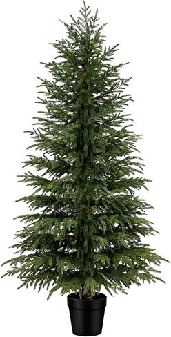 6FT Artificial Cedar Tree, Real Touch Faux Cedar Topiary in Black Pot, Tall Indoor Outdoor Fake Evergreen Plant for Living Room, Entryway, Office Decor in Saudi Arabia