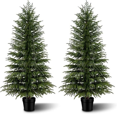 6FT Artificial Cedar Tree, Real Touch Faux Cedar Topiary in Black Pot, Tall Indoor Outdoor Fake Evergreen Plant for Living Room, Entryway, Office Decor in Saudi Arabia