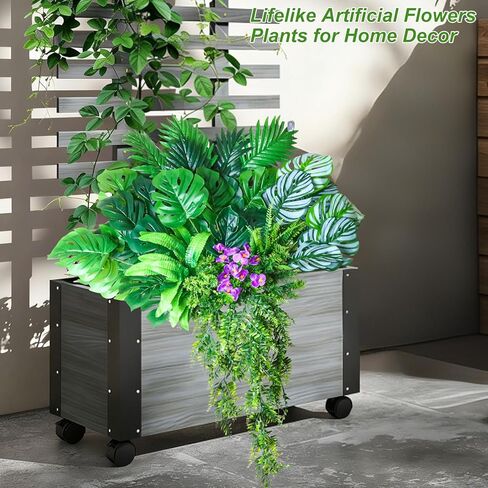 نباتات صناعية خارجية نباتات خضراء صناعية معلقة سرخس، 10 حزم واقعية من نباتات Monstera Palm Boston Fern Ivy للمزارعين في الهواء الطلق، شجيرات وهمية مقاومة للأشعة فوق البنفسجية، شجيرات استوائية دائمة الخضرة لفصل الربيع in Kuwait