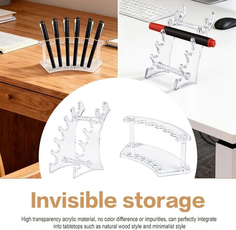 4 قطع من حامل أقلام الأكريليك حامل أقلام شفاف للمكتب، 6 فتحات منظم أقلام بلاستيكية رف حامل أقلام رصاص مطرز لأقلام النافورة وفرشاة مكياج الحواجب in Kuwait