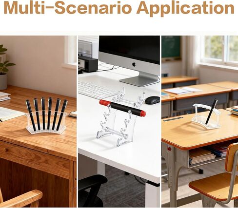 4 قطع من حامل أقلام الأكريليك حامل أقلام شفاف للمكتب، 6 فتحات منظم أقلام بلاستيكية رف حامل أقلام رصاص مطرز لأقلام النافورة وفرشاة مكياج الحواجب in Kuwait