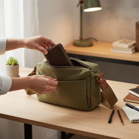 منظم حافظة أقلام من الجلد الطبيعي، حقيبة تخزين جلدية على طراز القهوة لأقلام الرصاص وأقلام التحديد والأقلام واللوازم الفنية، 10 أقلام خشبية لتخزين علبة القلم المحمولة للمكتب الرجل والمرأة in Kuwait