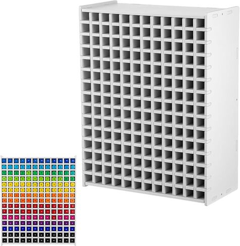 Marker Organizer Holder for 180 Markers, Art Supply Storage Rack with Adjustable Dividers, Desktop Pen Holder for Colored Pencils and Brushes, White in Kuwait