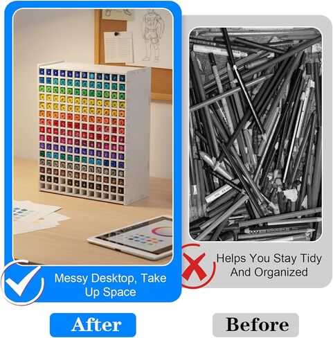 Marker Organizer Holder for 180 Markers, Art Supply Storage Rack with Adjustable Dividers, Desktop Pen Holder for Colored Pencils and Brushes, White in Kuwait