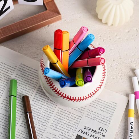 Sizikato Ceramic Pencil Holder for Study, Desktop Decor Baseball Pen Holder in Kuwait